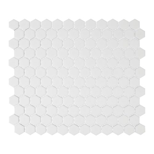 White 1″ Hexagon Glossy