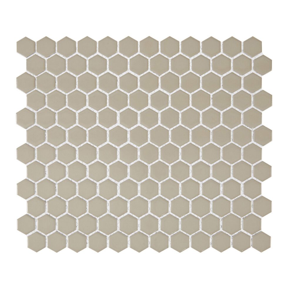 Khaki 1″ Hexagon Glossy