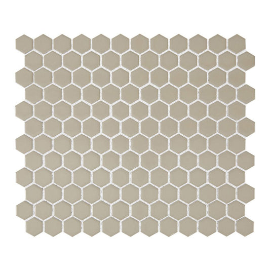 Khaki 1″ Hexagon Glossy