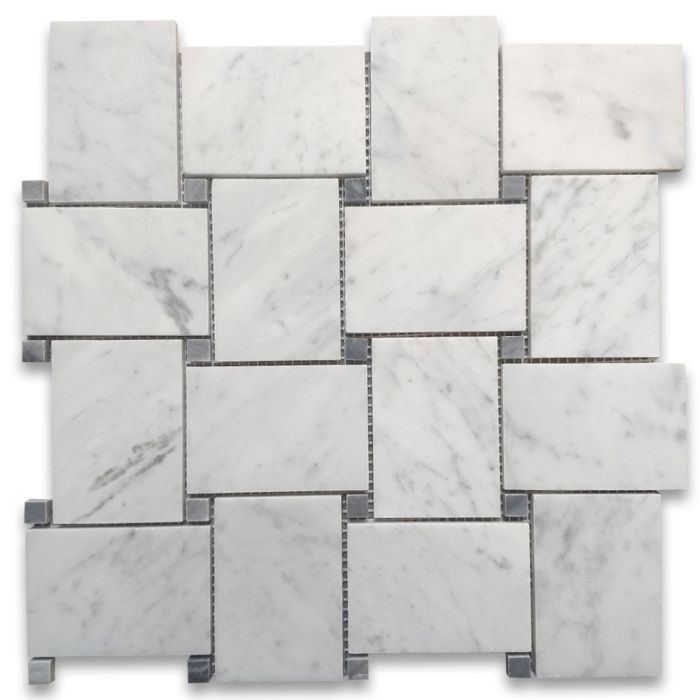 Bianco Carrara Basketweave Mosaic Honed