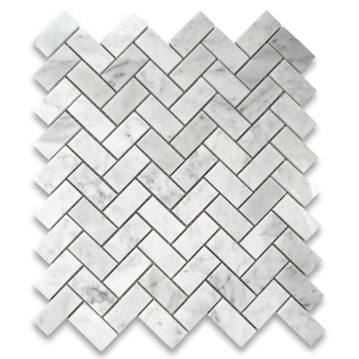Bianco Carrara Herringbone Mosaic Honed