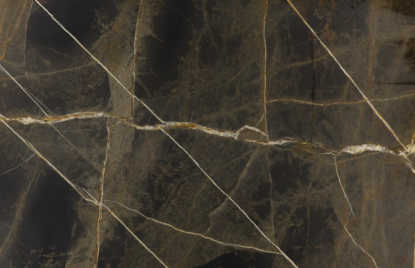 Close-up of a dark brown marble surface with veins